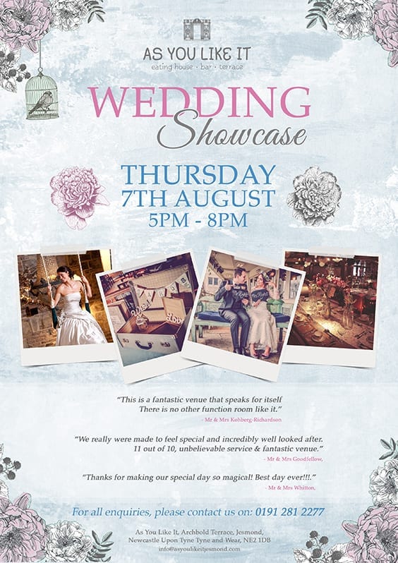 Wedding Open Evening at As You Like It in Jesmond, Thursday 7th August 2014